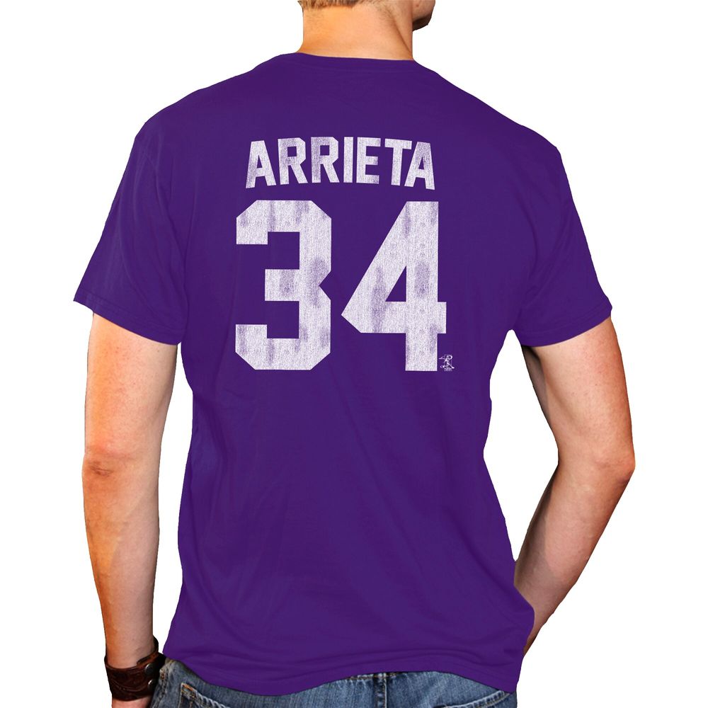 Men's Original Retro Brand Jake Arrieta Purple TCU Horned Frogs NCAA Baseball T-Shirt