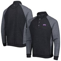 Men's Tommy Bahama Black TCU Horned Frogs Sport Scrimmage Snap Mock Neck Raglan Button-Up Jacket