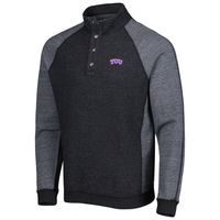 Men's Tommy Bahama Black TCU Horned Frogs Sport Scrimmage Snap Mock Neck Raglan Button-Up Jacket