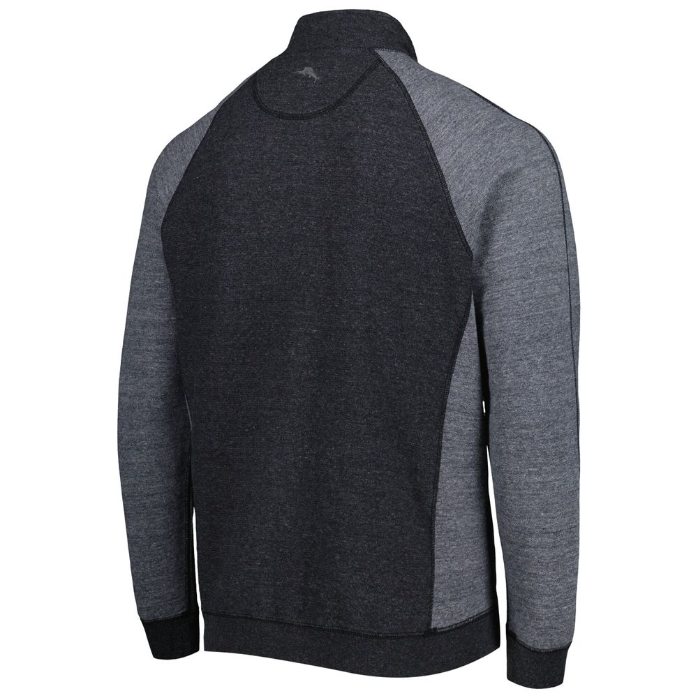 Men's Tommy Bahama Black TCU Horned Frogs Sport Scrimmage Snap Mock Neck Raglan Button-Up Jacket