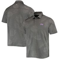 Men's Tommy Bahama Charcoal TCU Horned Frogs Palm Coast Delray Frond IslandZone Allover Print Polo