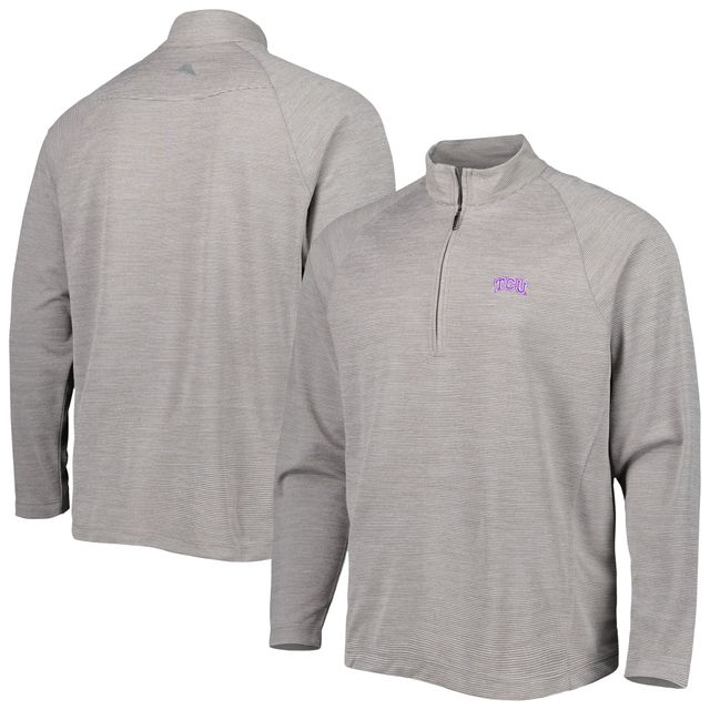 Tommy Bahama Grey TCU Horned Frogs Play Action IslandZone Haut à demi-zip raglan pour homme