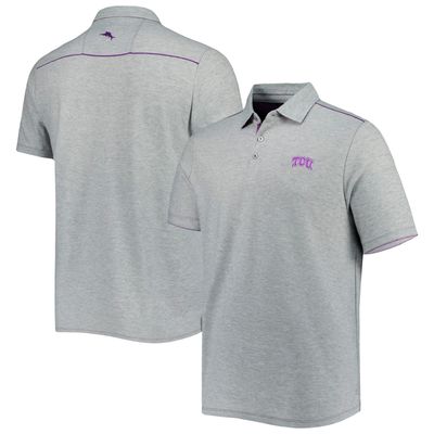 Men's Tommy Bahama Heathered Gray TCU Horned Frogs IslandZone Tailgater Polo