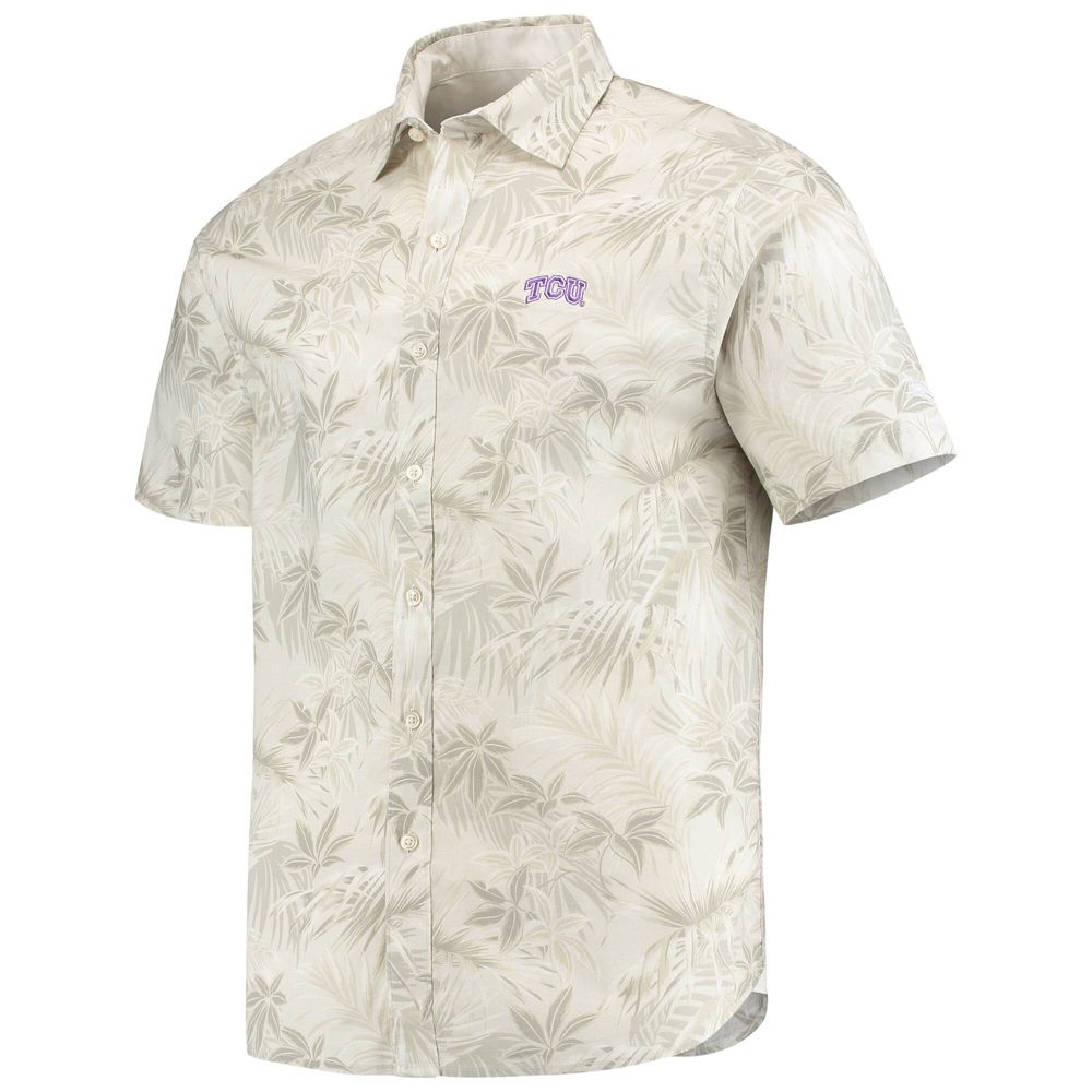 Men's Tommy Bahama Oatmeal TCU Horned Frogs Forest Fronds Button-Up Shirt