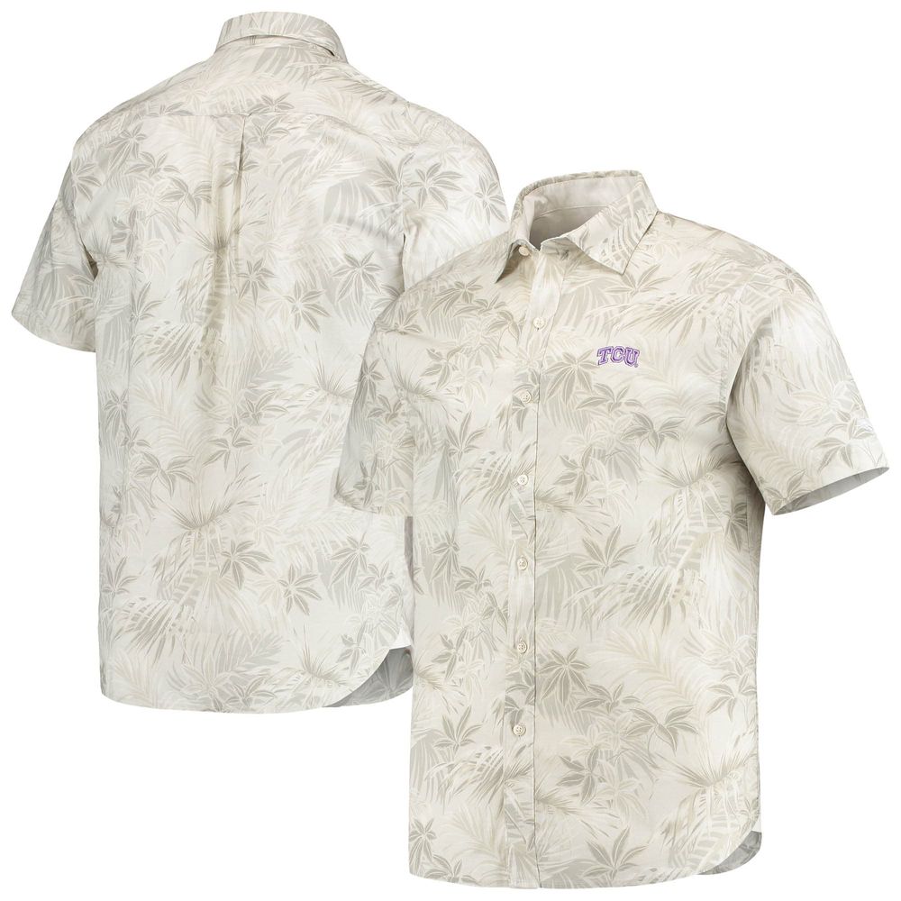 Men's Tommy Bahama Oatmeal TCU Horned Frogs Forest Fronds Button-Up Shirt