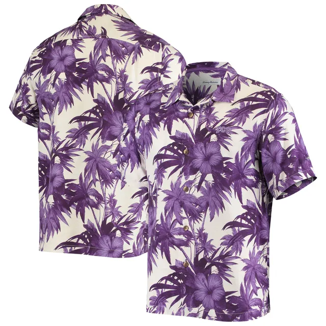 Lids San Francisco 49ers Tommy Bahama Sport Harbor Island Hibiscus Camp  Button-Up Shirt - Black