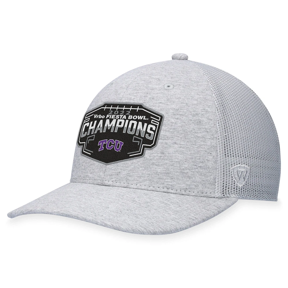 Haut du monde pour homme gris chiné TCU Horned Frogs College Football Playoff 2022 Fiesta Bowl Champions Casquette ajustable