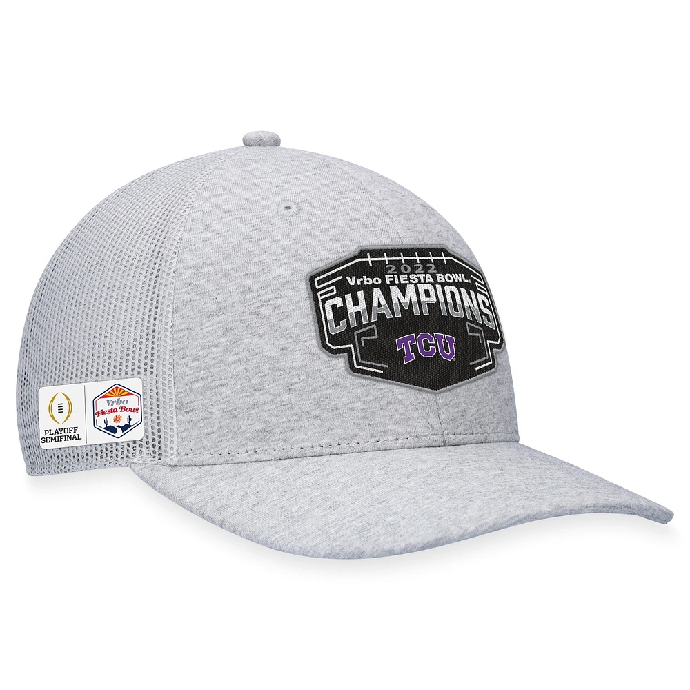 Haut du monde pour homme gris chiné TCU Horned Frogs College Football Playoff 2022 Fiesta Bowl Champions Casquette ajustable