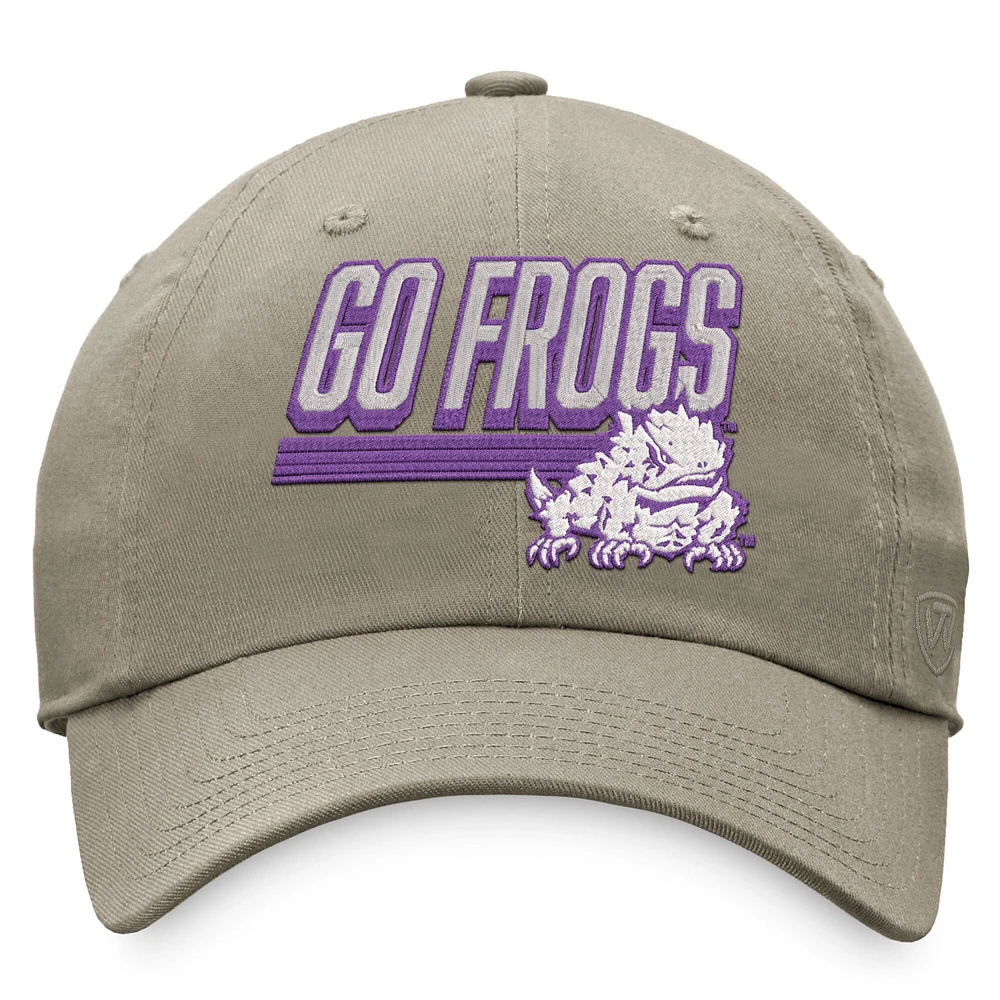 Men's Top of the World Khaki TCU Horned Frogs Slice Adjustable Hat