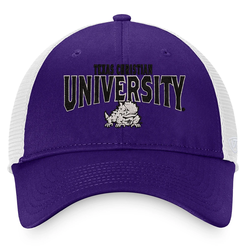 TOP TCU PRPLE WHIT NCAA TOP BREAKOUT TRUCKER HATMENSTR