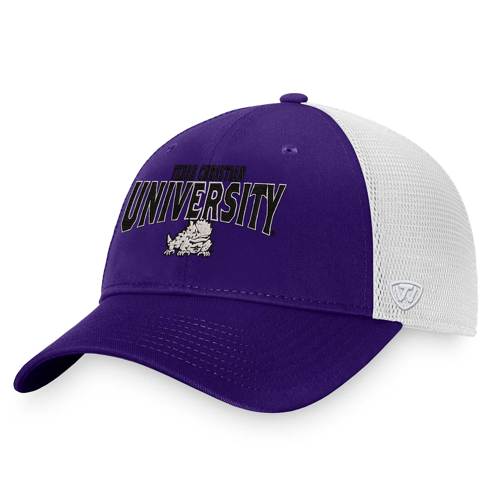 TOP TCU PRPLE WHIT NCAA TOP BREAKOUT TRUCKER HATMENSTR