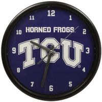 TCU Horned Frogs Black Rim Basic Clock