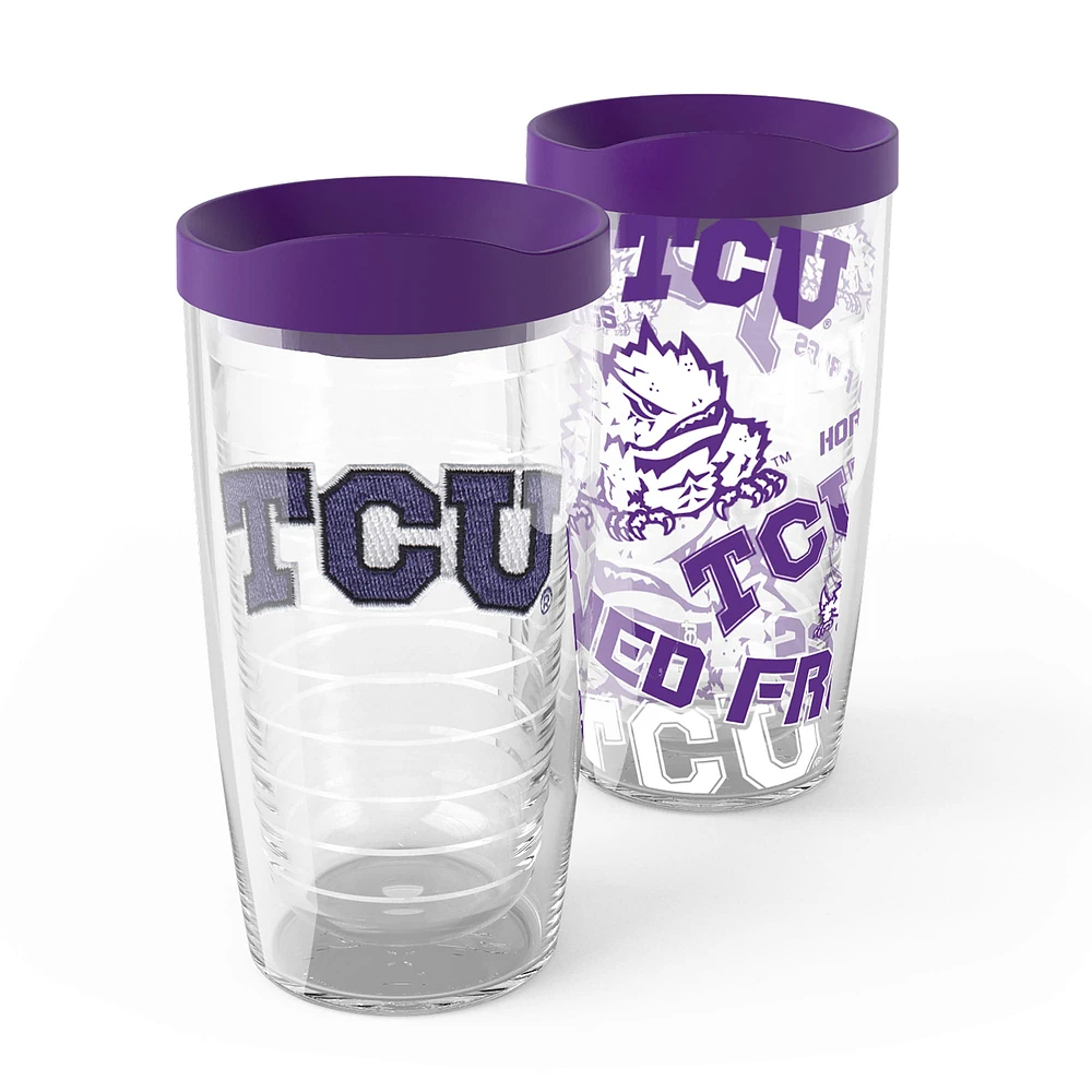 Tervis TCU Grenouilles à cornes, paquet de 2, 16 oz. Ensemble de gobelets concurrents et emblèmes