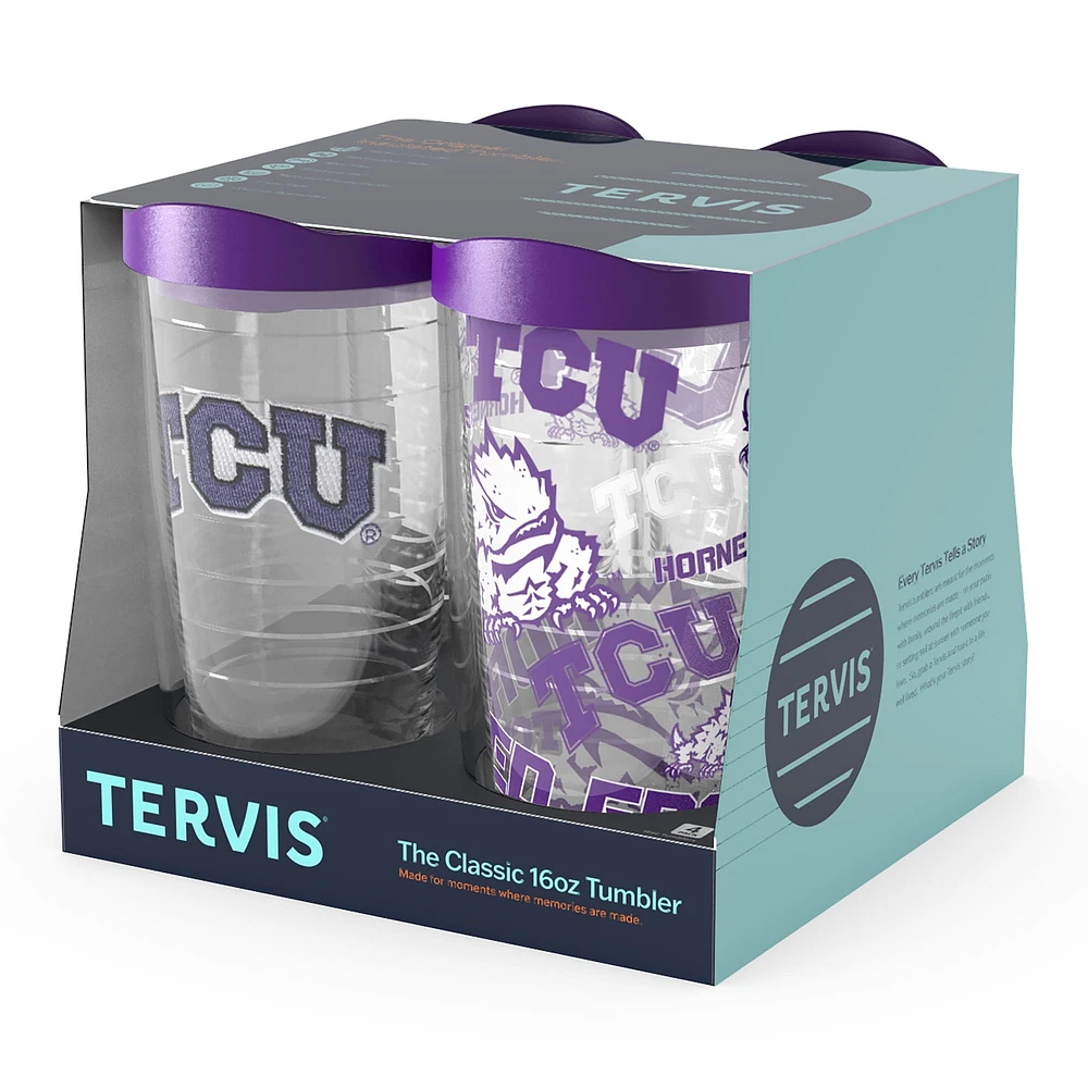 Tervis TCU Horned Frogs Lot de quatre 16oz. Ensemble de gobelets classiques