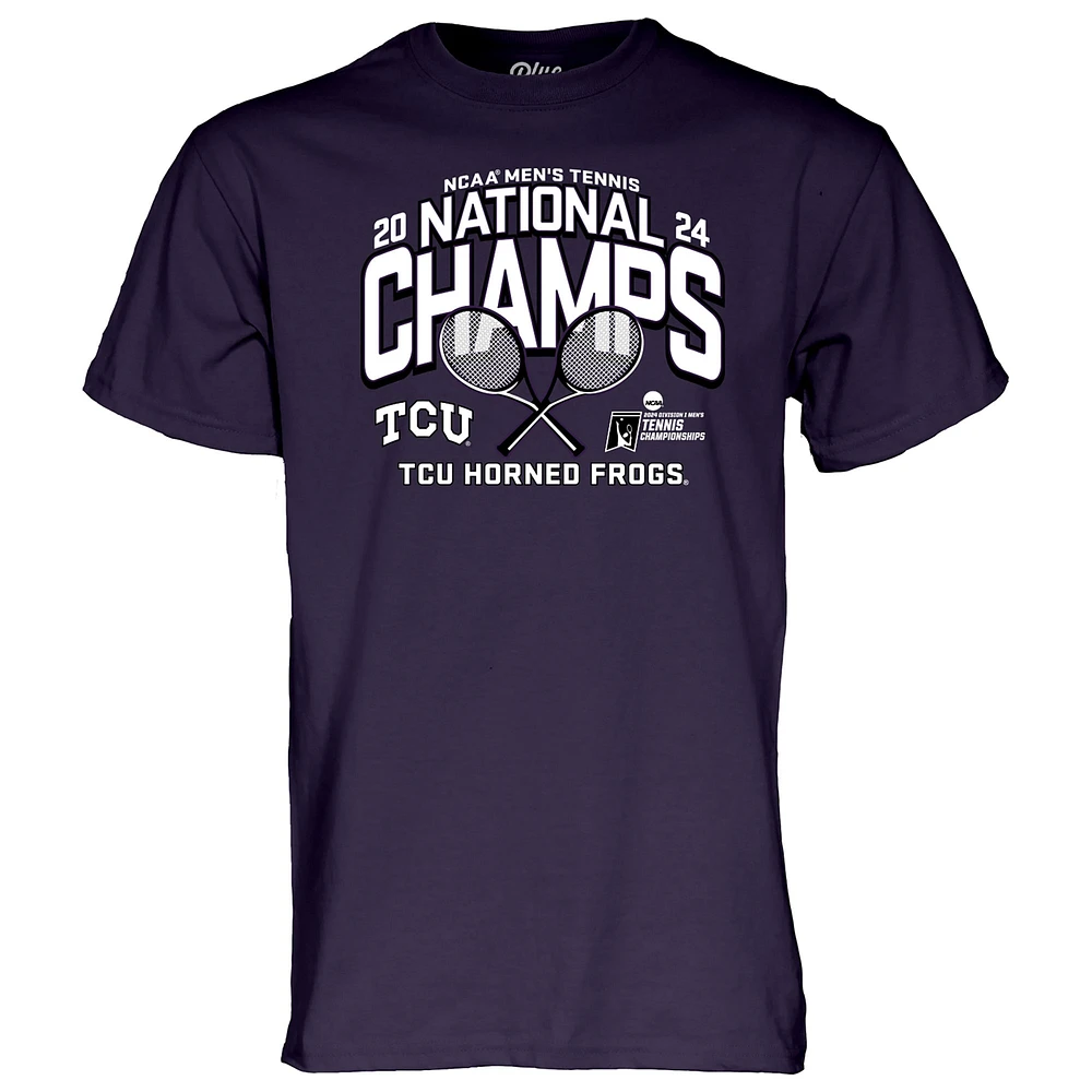 T-shirt unisexe bleu 84 violet TCU Horned Frogs 2024 NCAA pour hommes, champions nationaux de tennis