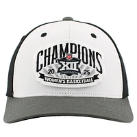 Unisex Zephyr White/Charcoal TCU Horned Frogs 2025 Big 12 Women's Basketball Conference Tournament Champions Locker Room Adjustable Hat
