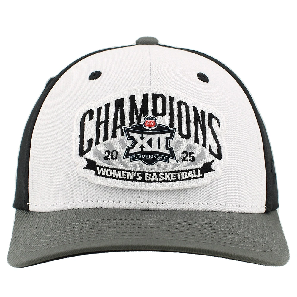 Unisex Zephyr White/Charcoal TCU Horned Frogs 2025 Big 12 Women's Basketball Conference Tournament Champions Locker Room Adjustable Hat