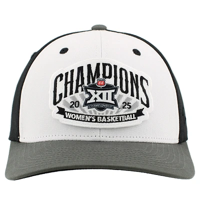 Unisex Zephyr White/Charcoal TCU Horned Frogs 2025 Big 12 Women's Basketball Conference Tournament Champions Locker Room Adjustable Hat