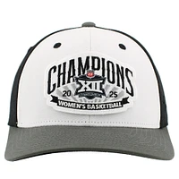 Unisex Zephyr White/Charcoal TCU Horned Frogs 2025 Big 12 Women's Basketball Conference Tournament Champions Locker Room Adjustable Hat