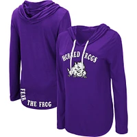 Women's Colosseum Purple TCU Horned Frogs My Lover Lightweight Hooded Long Sleeve T-Shirt