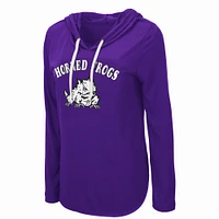 Women's Colosseum Purple TCU Horned Frogs My Lover Lightweight Hooded Long Sleeve T-Shirt