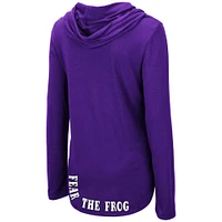 Women's Colosseum Purple TCU Horned Frogs My Lover Lightweight Hooded Long Sleeve T-Shirt