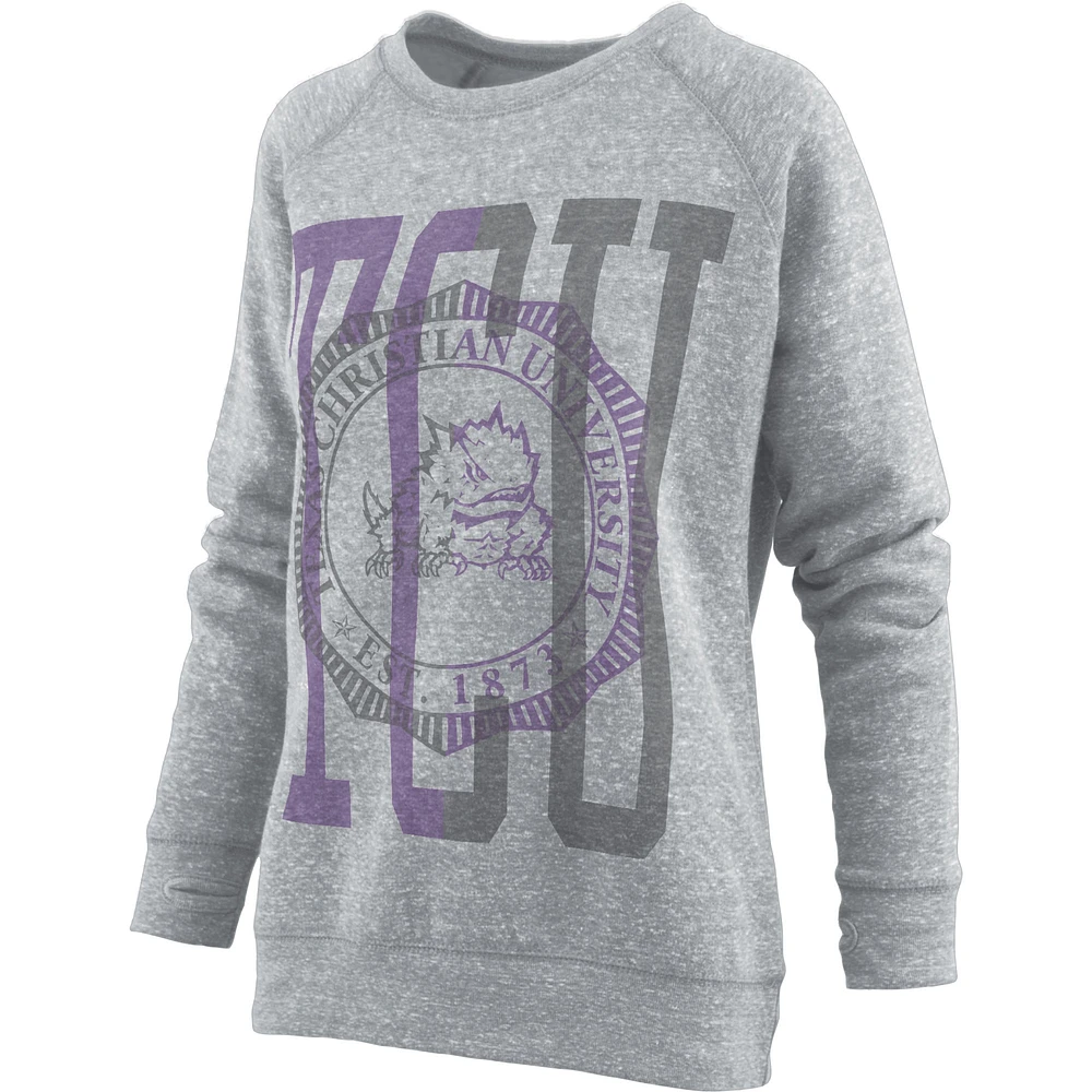 Sweat-shirt Pressbox Heather Grey TCU Horned Frogs Knobi Raglan pour femme