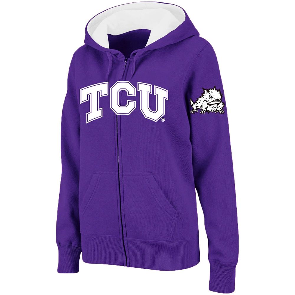 Women's Stadium Athletic Purple TCU Horned Frogs Arched Name Full-Zip Hoodie