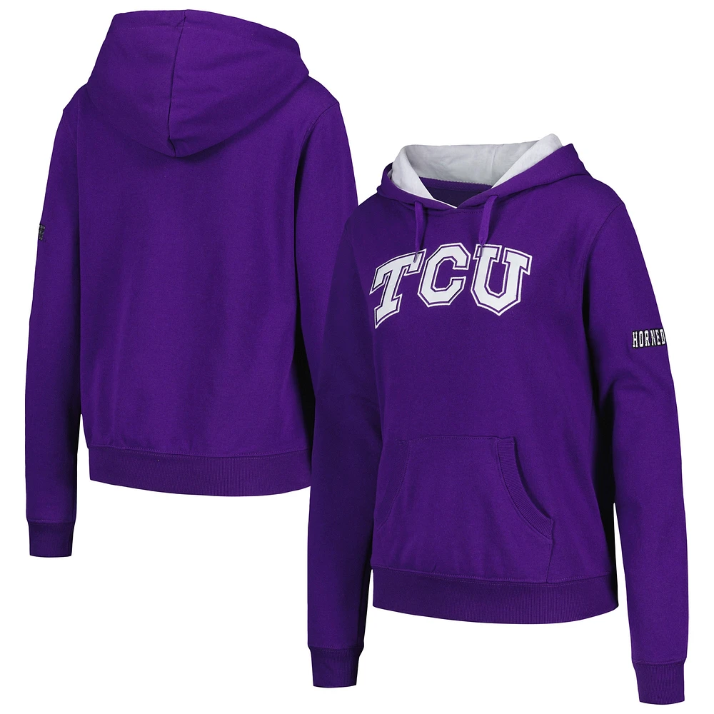 Sweat à capuche gros logo TCU Horned Frogs violet Stadium Athletic pour femme