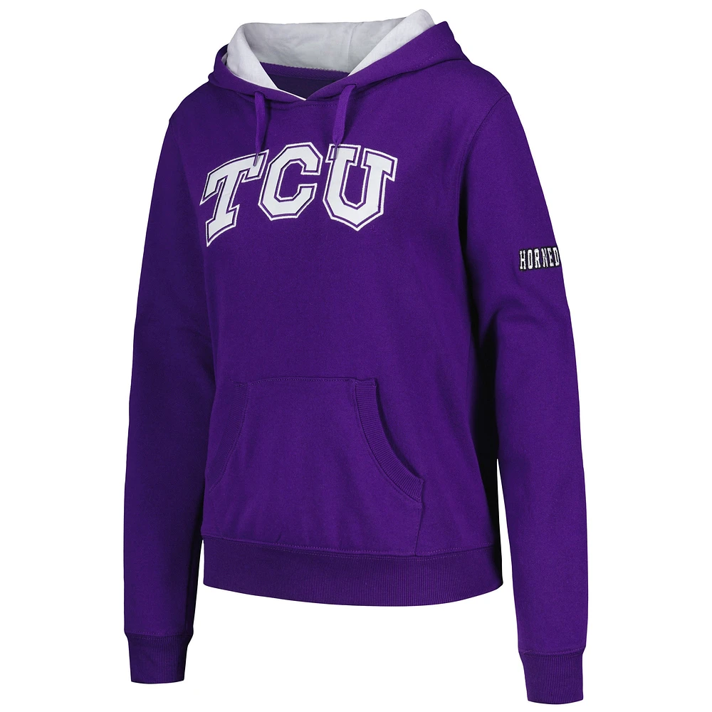 Sweat à capuche gros logo TCU Horned Frogs violet Stadium Athletic pour femme