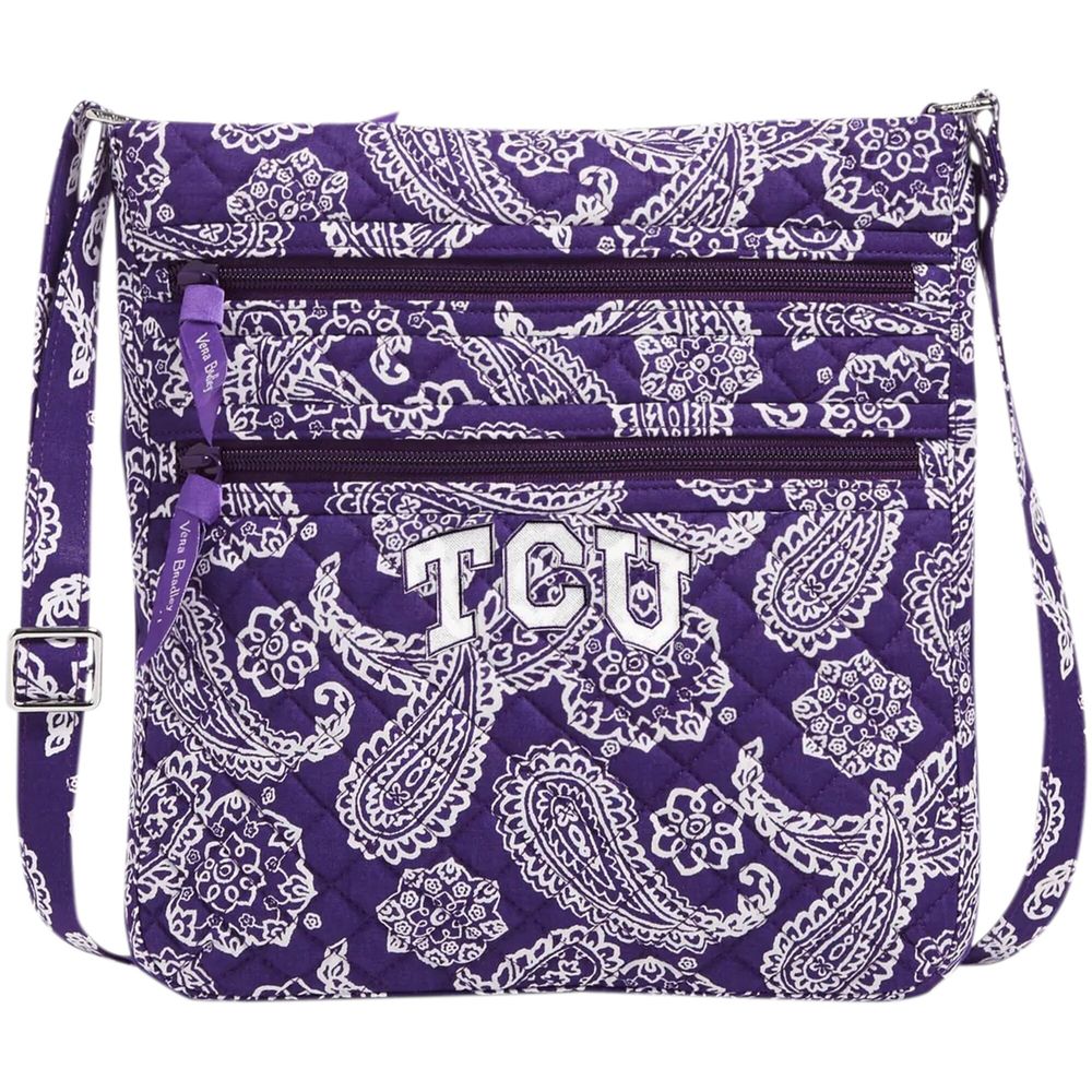 Women's Vera Bradley TCU Horned Frogs Iconic Triple-Zip Bandana Hipster Crossbody Purse