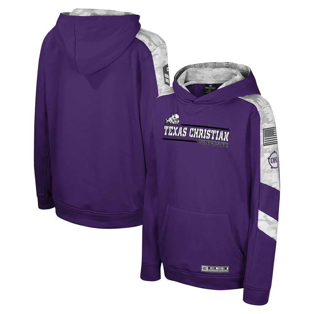 Sweat à capuche motif camouflage numérique Cyclone pour jeunes Colosseum Purple TCU Horned Frogs OHT