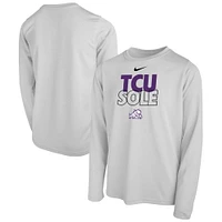 T-shirt Nike TCU Horned Frogs 2023 On Court Sole Bench blanc pour jeune