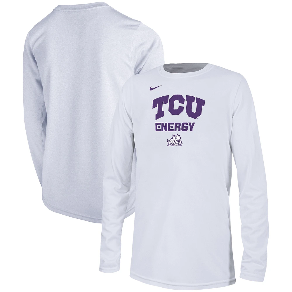 T-shirt Nike blanc TCU Horned Frogs 2024 On-Court Bench Energy pour jeune