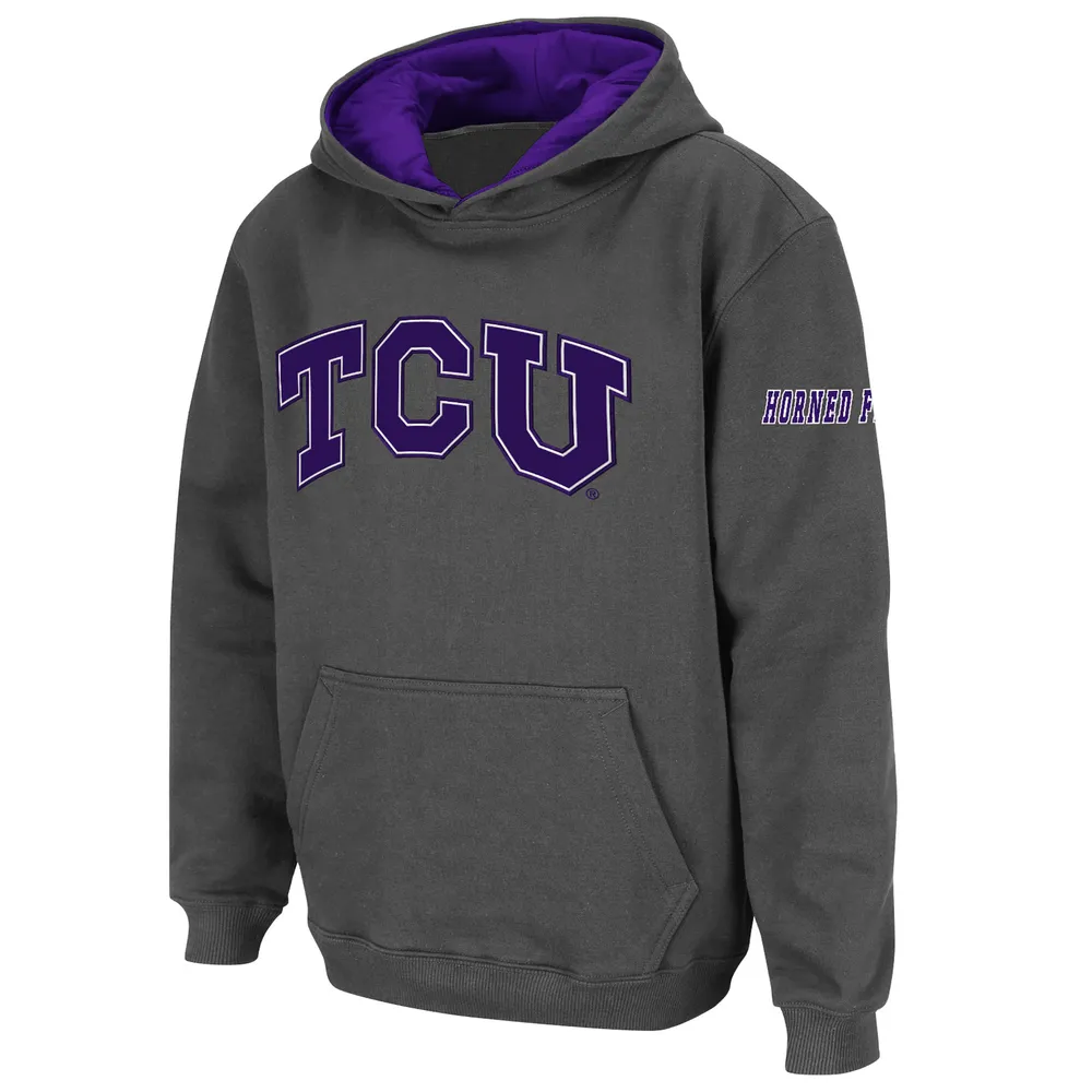 Youth Stadium Athletic Charcoal TCU Horned Frogs Big Logo Pullover Hoodie