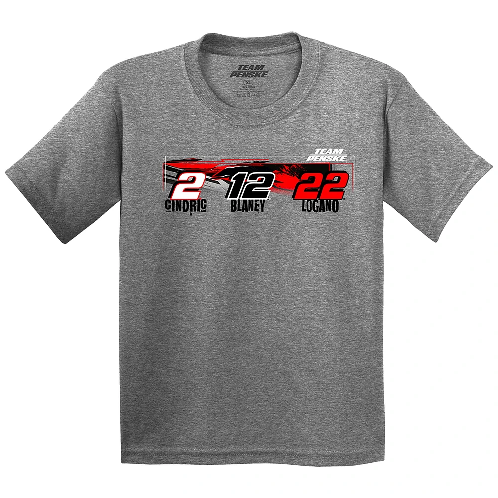 Youth Heather Gray Team Penske  Car T-Shirt