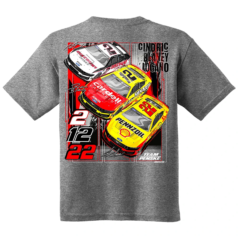 Youth Heather Gray Team Penske  Car T-Shirt