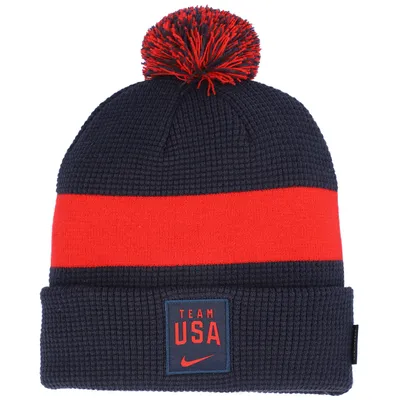 Team USA Nike 2021 Sideline Cuffed Knit Hat with Pom - Navy