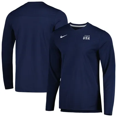 Team USA Nike Coaches Performance Long Sleeve V-Neck T-Shirt - Navy