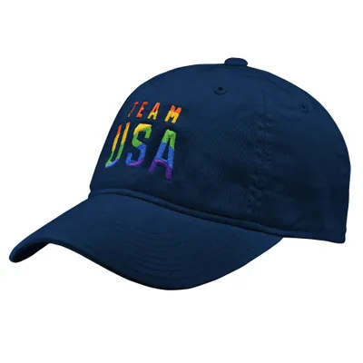 Team USA Stacked Logo Pride Month Adjustable Hat - Navy