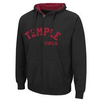 Men's Colosseum Black Temple Owls Arch & Team Logo 3.0 Full-Zip Hoodie Jacket