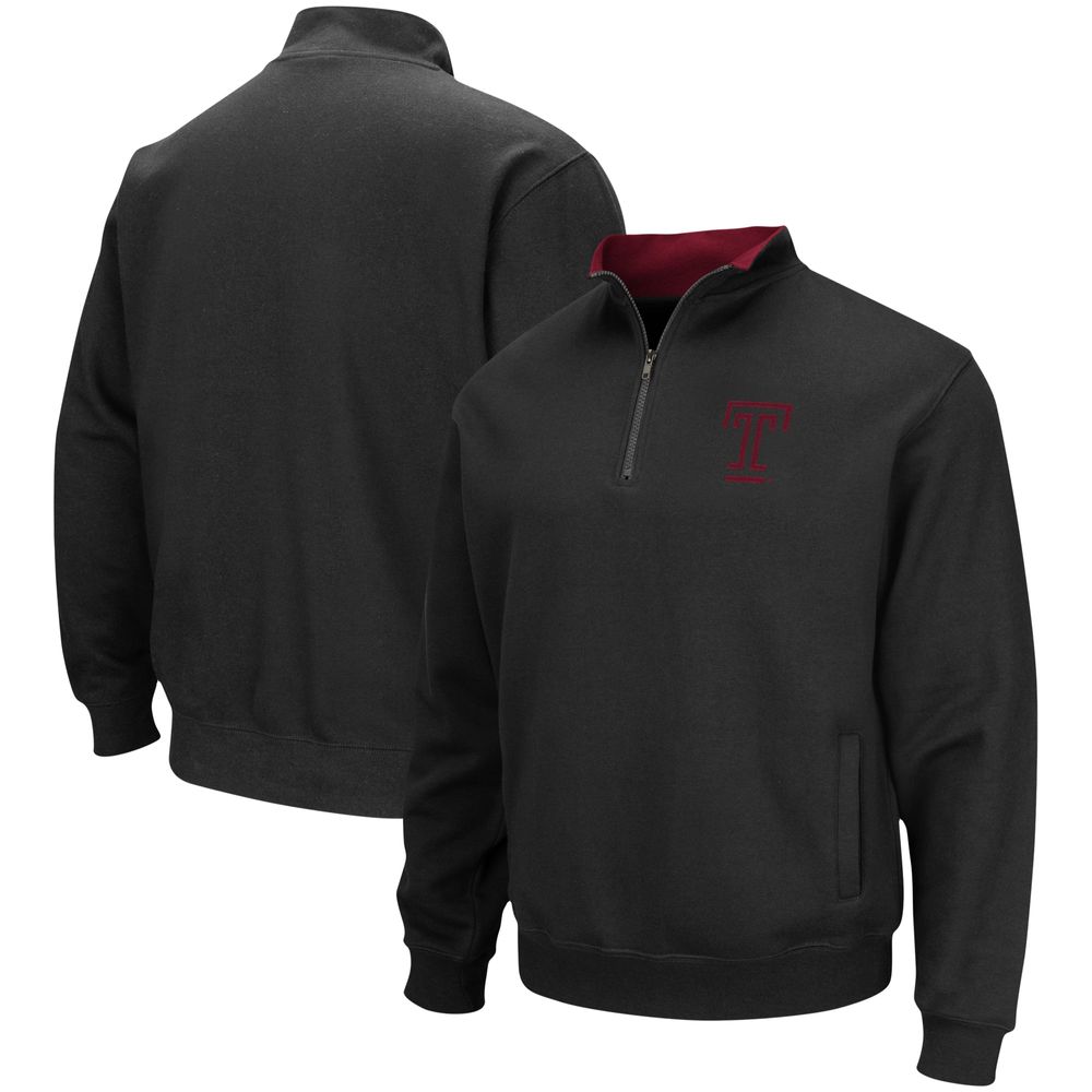 Men's Colosseum Black Temple Owls Tortugas Team Logo Quarter-Zip Jacket