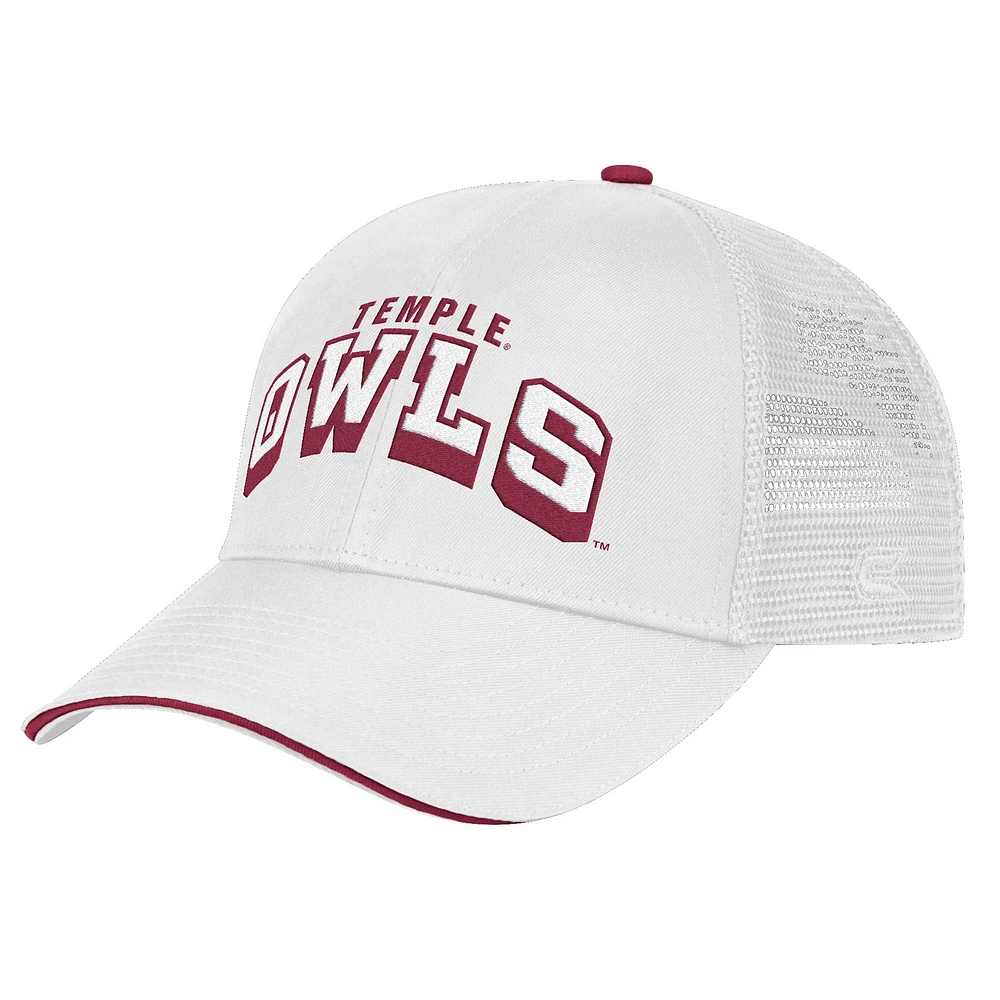 Men's Colosseum White Temple Owls Wyatt Adjustable Hat