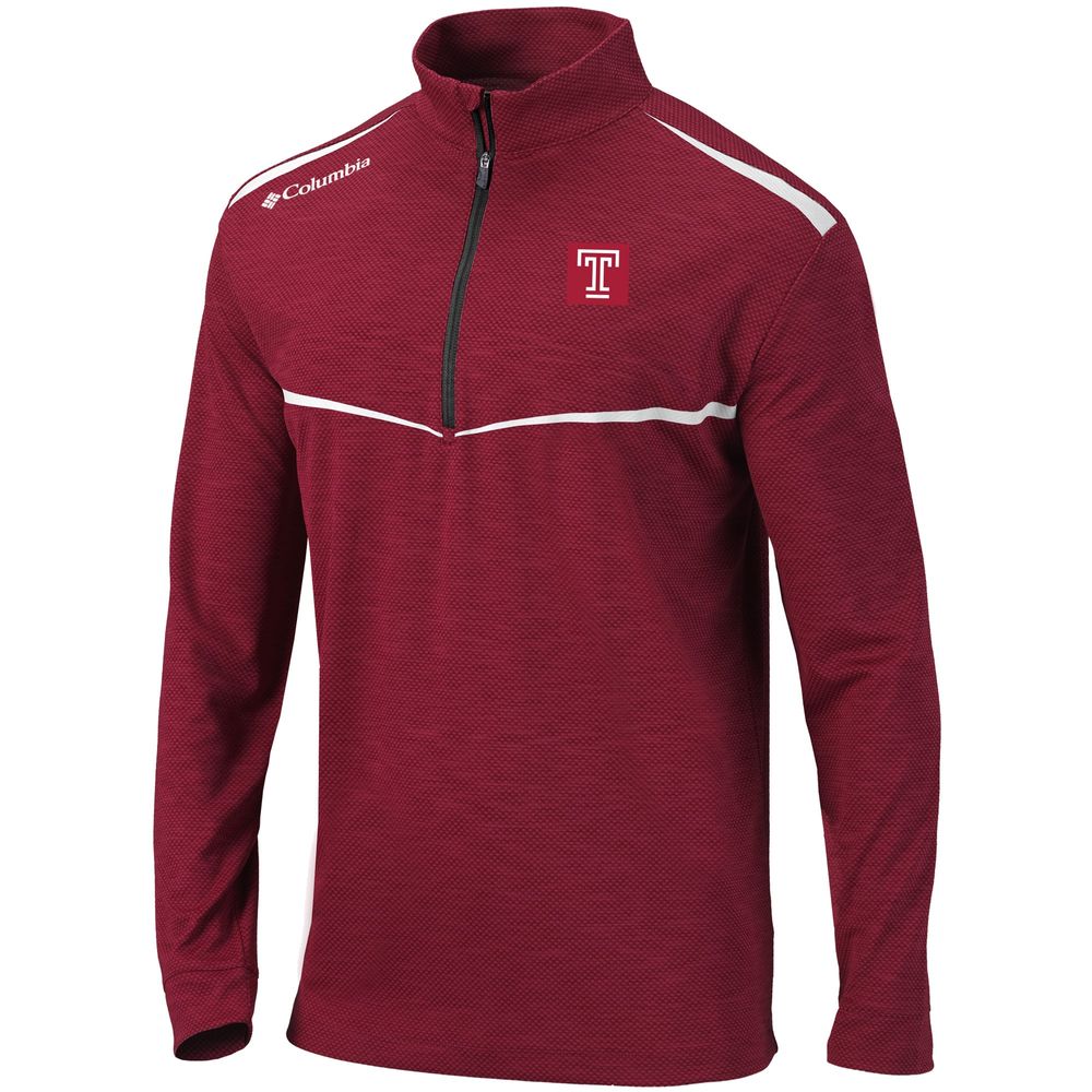 Men's Columbia Cherry Temple Owls Scorecard Quarter-Zip Jacket