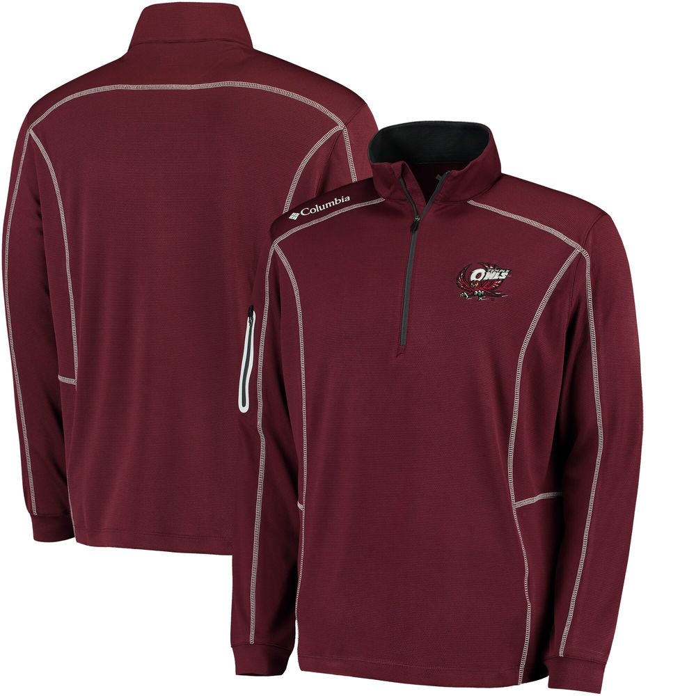 Men's Columbia Golf Maroon Temple Owls Shotgun Omni-Wick Quarter-Zip Pullover Jacket