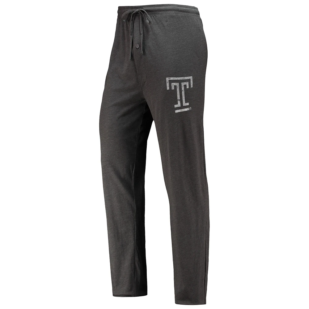 Men's Concepts Sport Heathered Charcoal/Cherry Temple Owls Meter T-Shirt & Pants Sleep Set