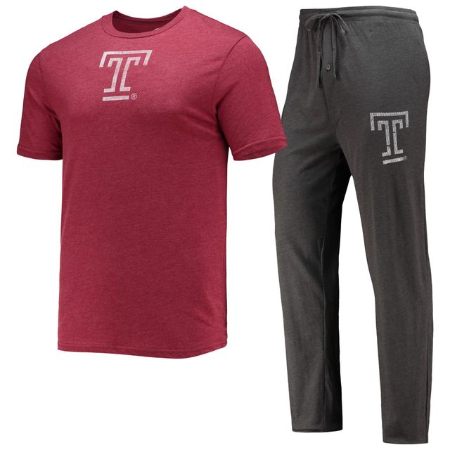 Concepts Sport T-shirt et pantalon de nuit pour homme anthracite chiné/cerise Temple Owls Meter