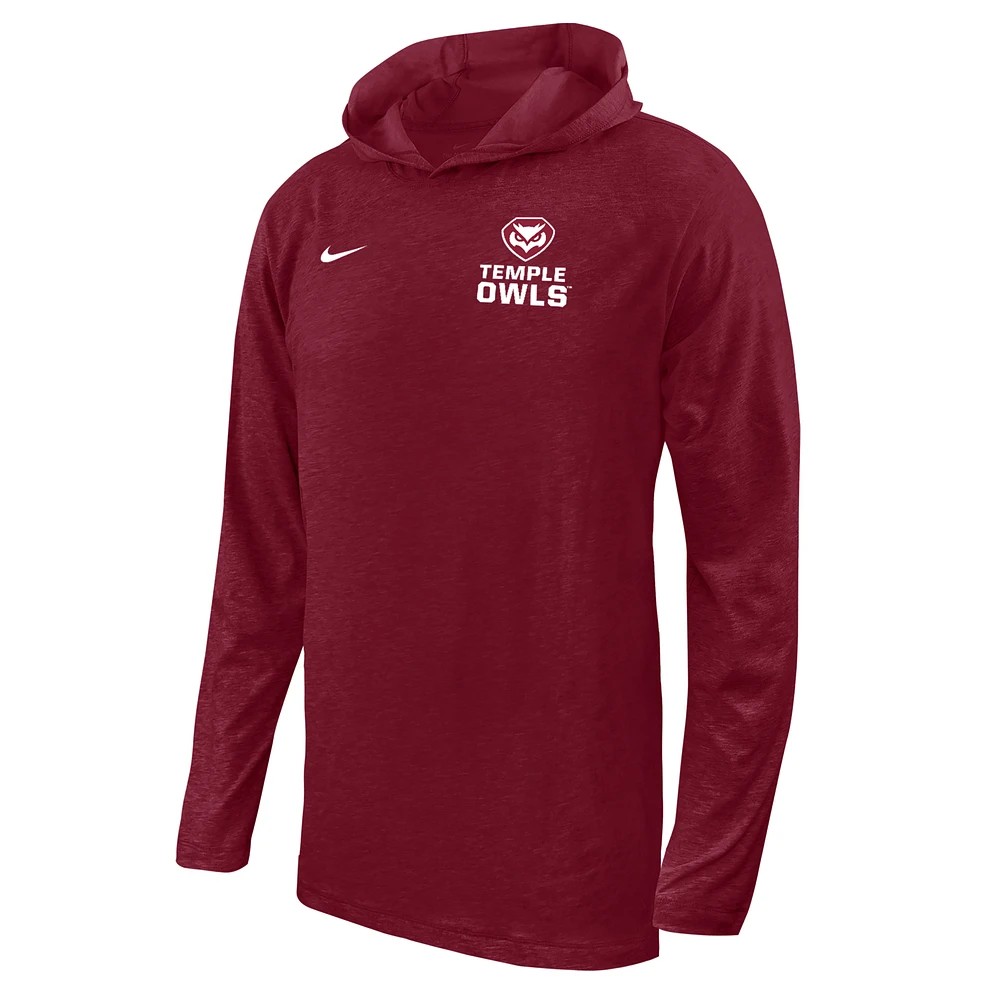 T-shirt à capuche manches longues Nike Cherry Temple Owls Performance pour homme