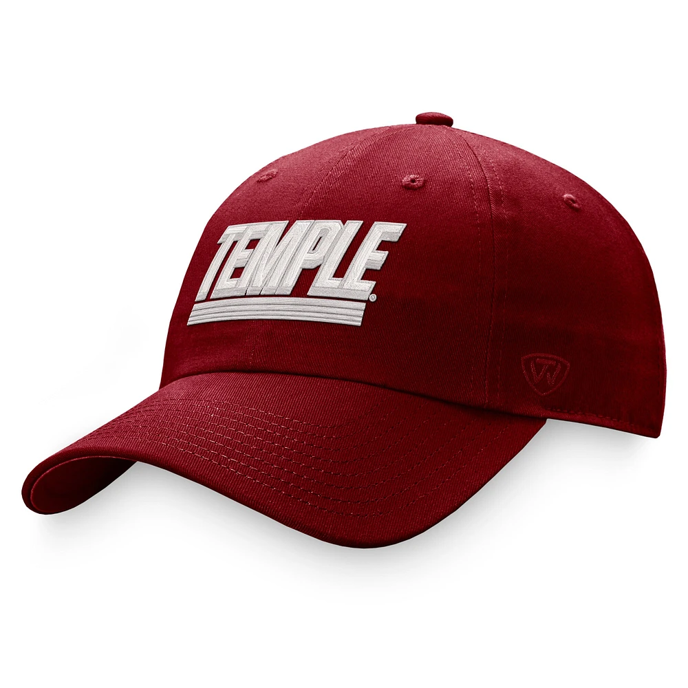 Men's Top of the World Red Temple Owls Slice Adjustable Hat