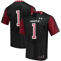 Men's Under Armour #1 Black Temple Owls Replica Football Jersey